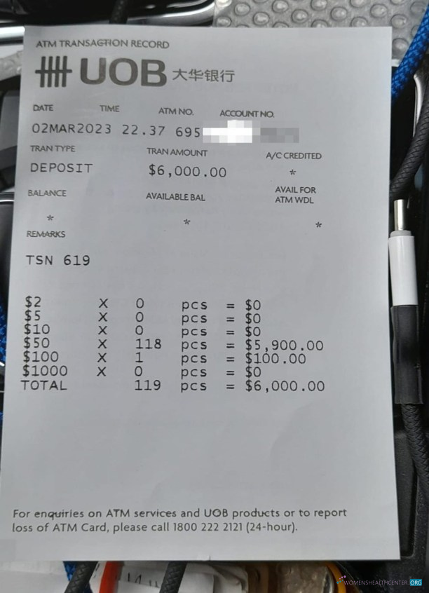 Download Singapore UOB bank payment slip Photoshop template